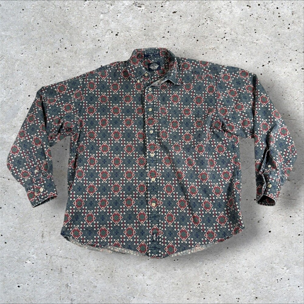 VTG 90s Dockers Levi’s Geometric Medallion Button Down Shirt Mens Medium Cotton